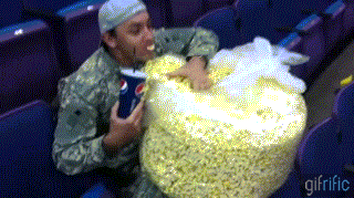 Image result for popcorn eating gif